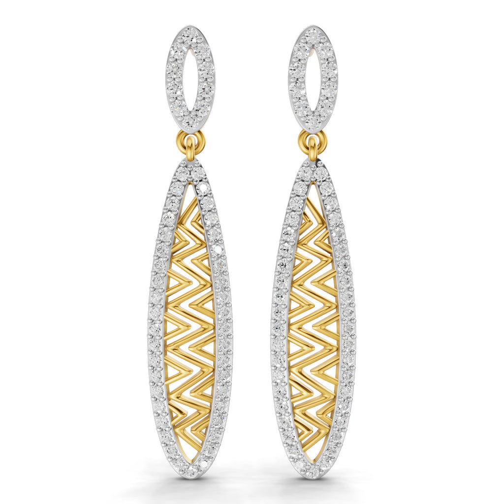 Lab Grown Diamond Earrings 1.1 Carat IGI Certified Round Shape F-G VS | 925 Sterling Silver Gold Plated Fashion Earrings