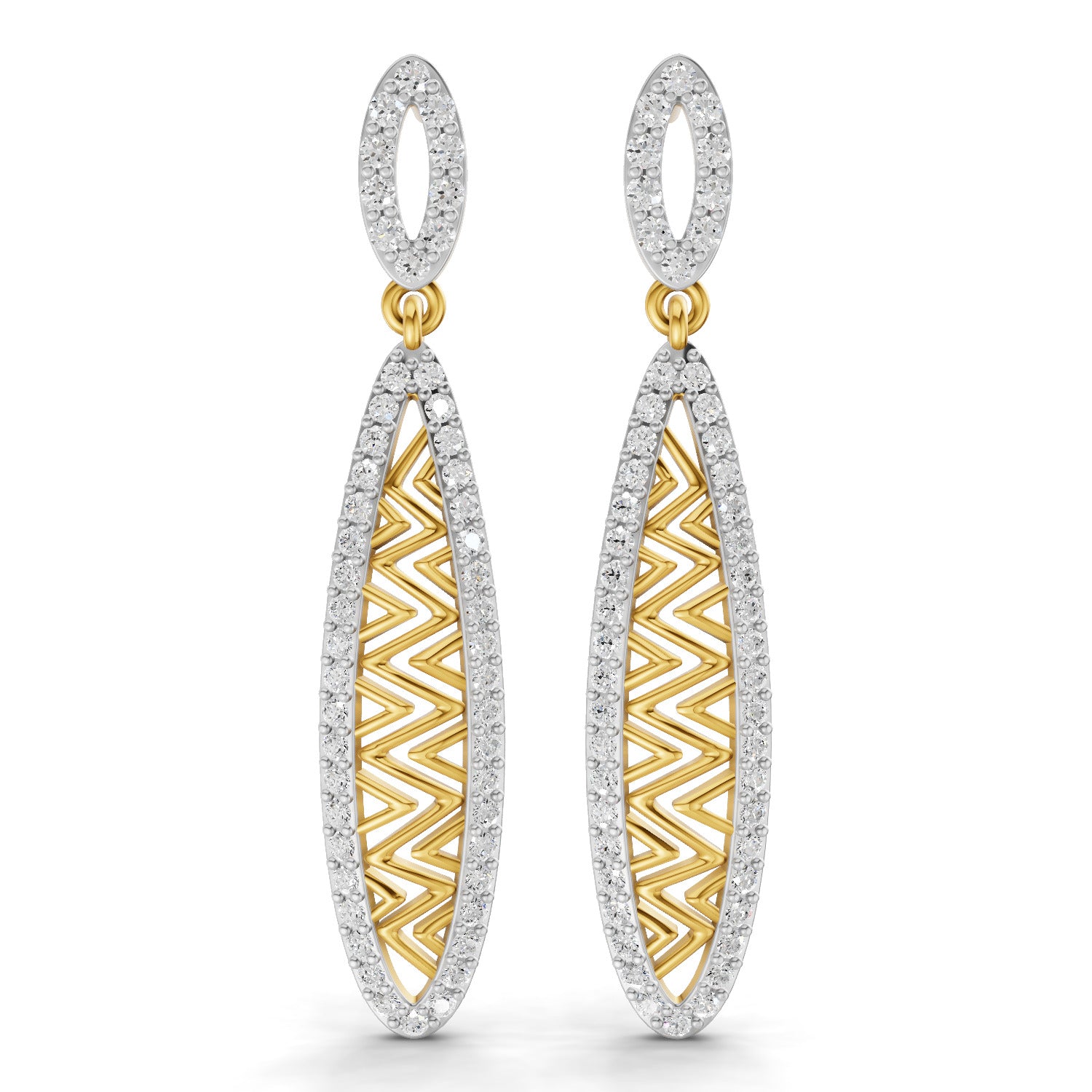 Lab Grown Diamond Earrings 1.1 Carat IGI Certified Round Shape F-G VS | 925 Sterling Silver Gold Plated Fashion Earrings