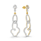 Lab Grown Diamond Earrings 1.33 Carat IGI Certified Round Shape 925 Sterling Silver Gold Plated Link Drop Earrings