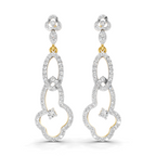 Lab Grown Diamond Earrings 1.33 Carat IGI Certified Round Shape 925 Sterling Silver Gold Plated Link Drop Earrings