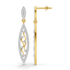 Lab Grown Diamond Earrings 0.12 Carat IGI Certified Round Shape 925 Sterling Silver Gold Plated Leaf Drop Earrings
