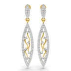 Lab Grown Diamond Earrings 0.12 Carat IGI Certified Round Shape 925 Sterling Silver Gold Plated Leaf Drop Earrings
