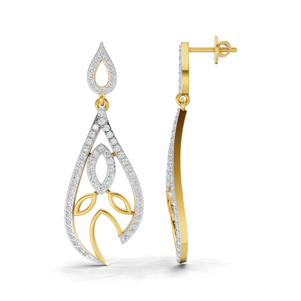 Lab Grown Diamond Earrings 1.24 Carat IGI Certified Round Shape F-G VS | 925 Sterling Silver Gold Plated Fashion Earrings