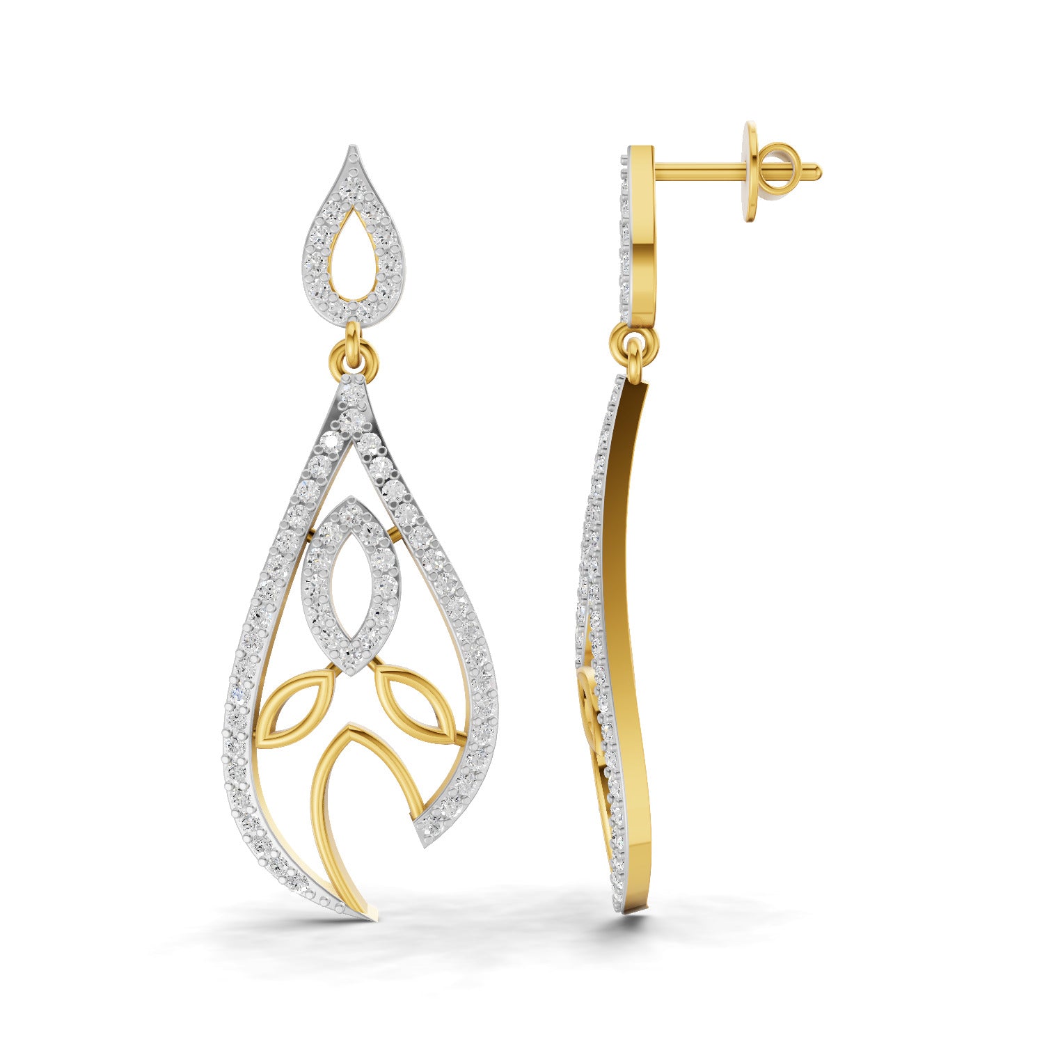Lab Grown Diamond Earrings 1.24 Carat IGI Certified Round Shape F-G VS | 925 Sterling Silver Gold Plated Fashion Earrings