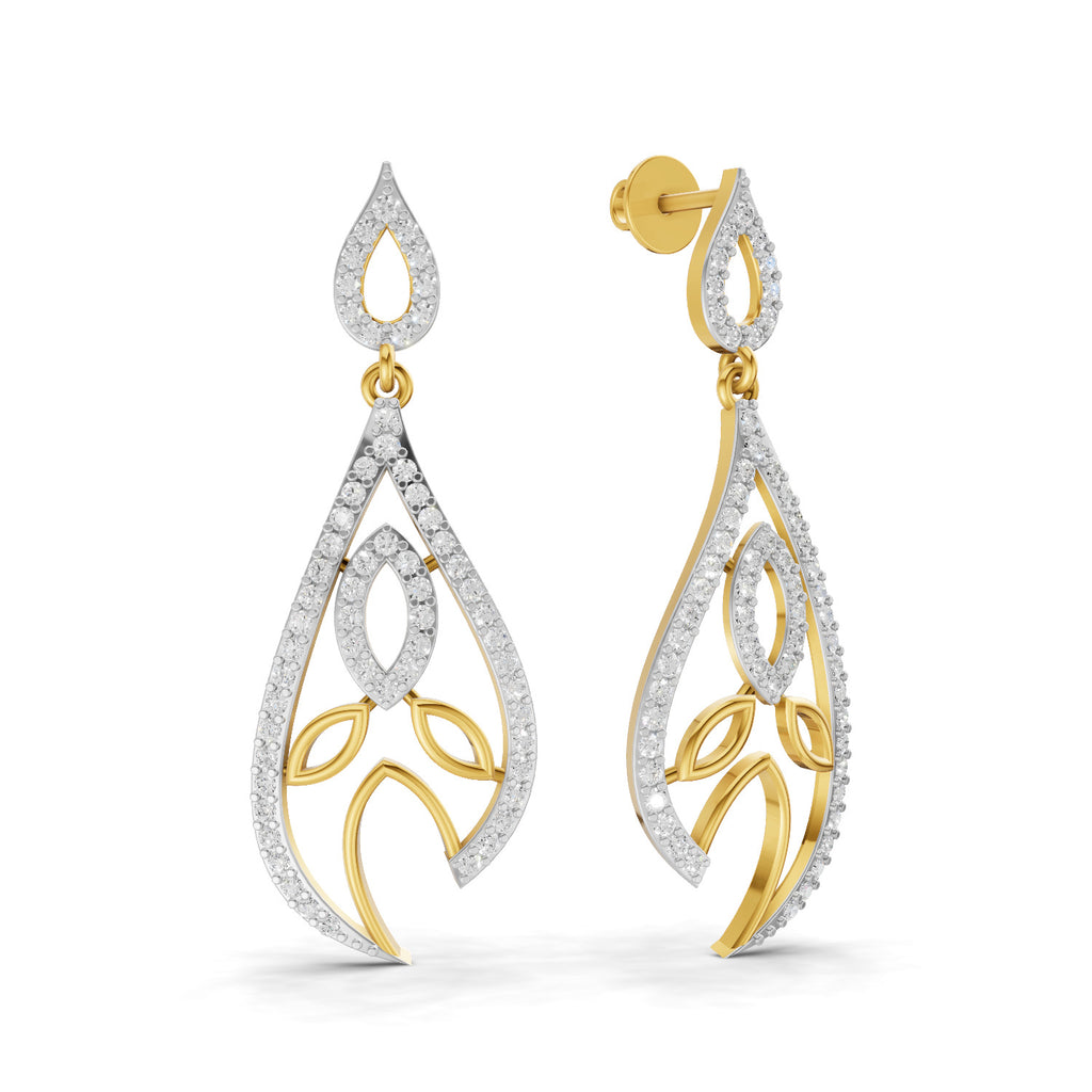 Lab Grown Diamond Earrings 1.24 Carat IGI Certified Round Shape F-G VS | 925 Sterling Silver Gold Plated Fashion Earrings