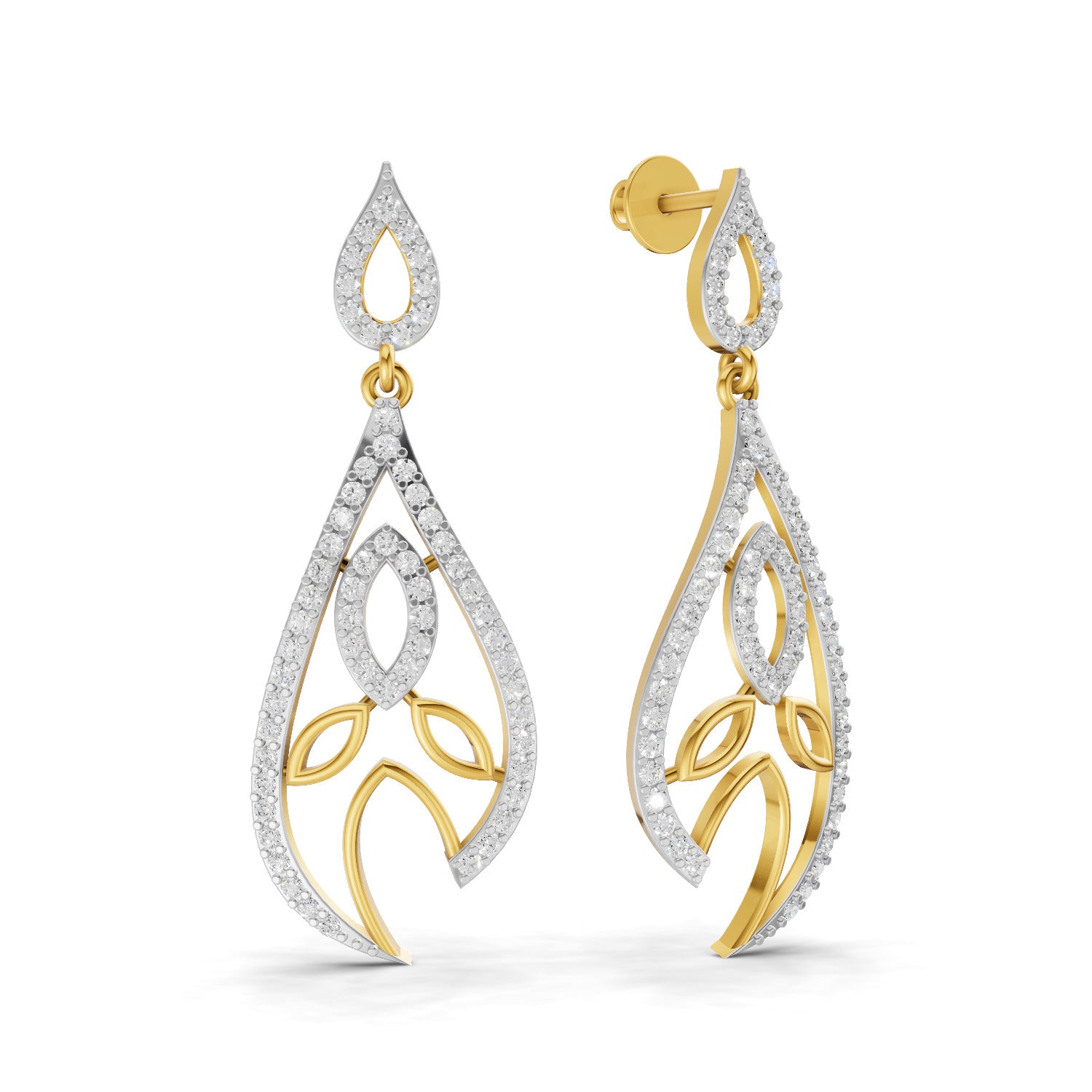 Lab Grown Diamond Earrings 1.24 Carat IGI Certified Round Shape F-G VS | 925 Sterling Silver Gold Plated Fashion Earrings