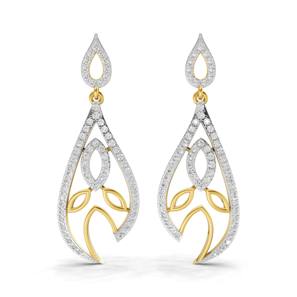Lab Grown Diamond Earrings 1.24 Carat IGI Certified Round Shape F-G VS | 925 Sterling Silver Gold Plated Fashion Earrings