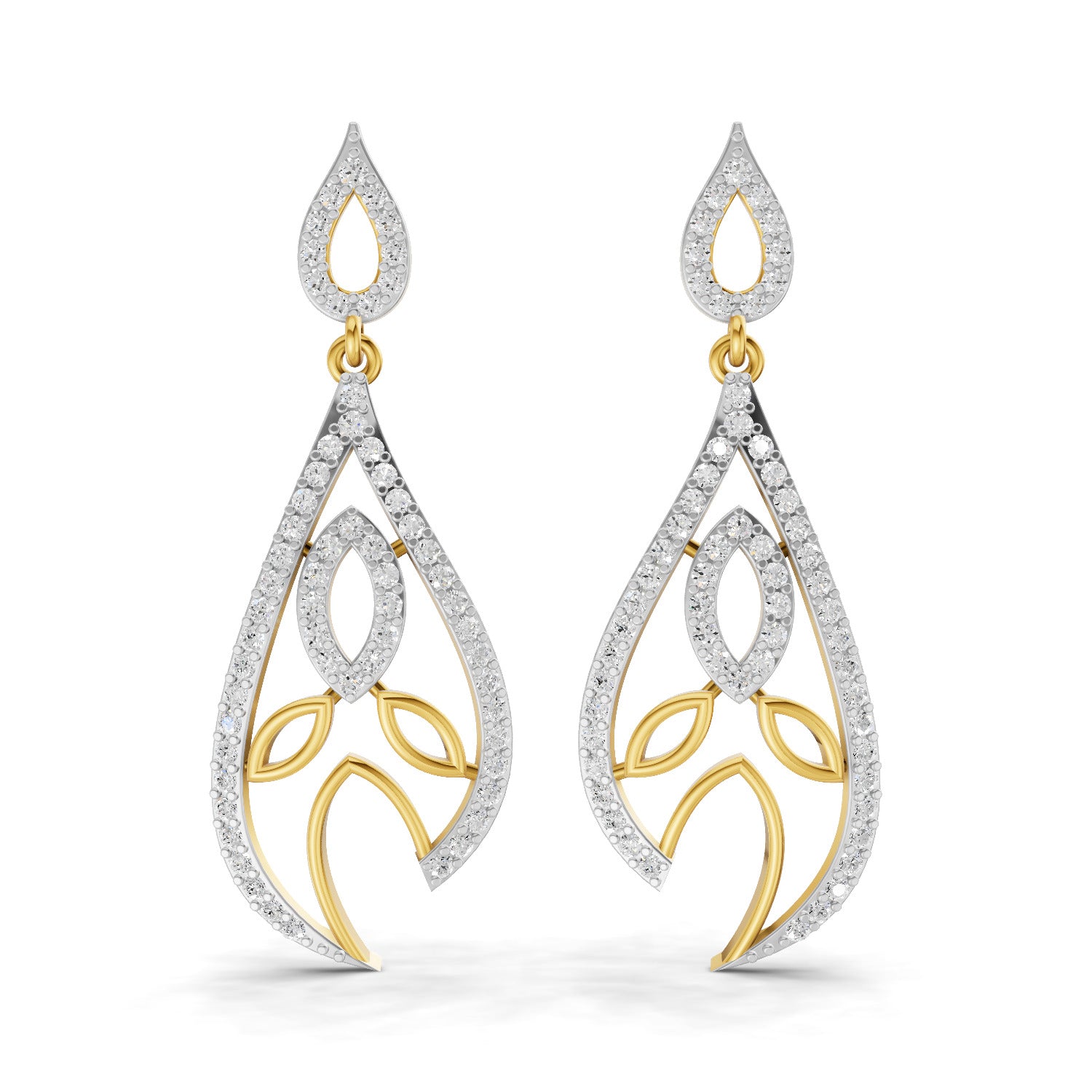 Lab Grown Diamond Earrings 1.24 Carat IGI Certified Round Shape F-G VS | 925 Sterling Silver Gold Plated Fashion Earrings