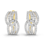 Lab Grown Diamond Earrings 0.83 Carat IGI Certified Round Shape 925 Sterling Silver Gold Plated Intertwined Hoop Earrings