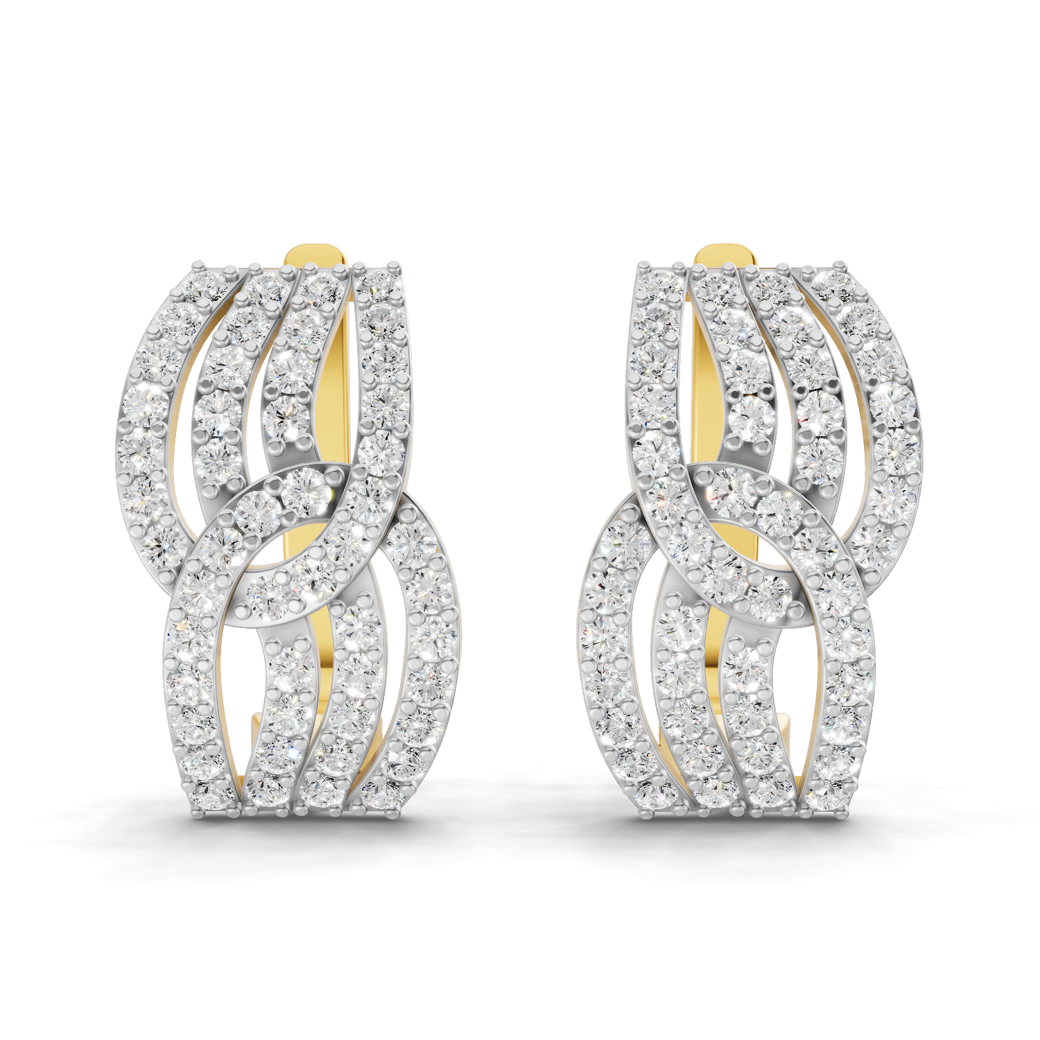 Lab Grown Diamond Earrings 0.83 Carat IGI Certified Round Shape 925 Sterling Silver Gold Plated Intertwined Hoop Earrings