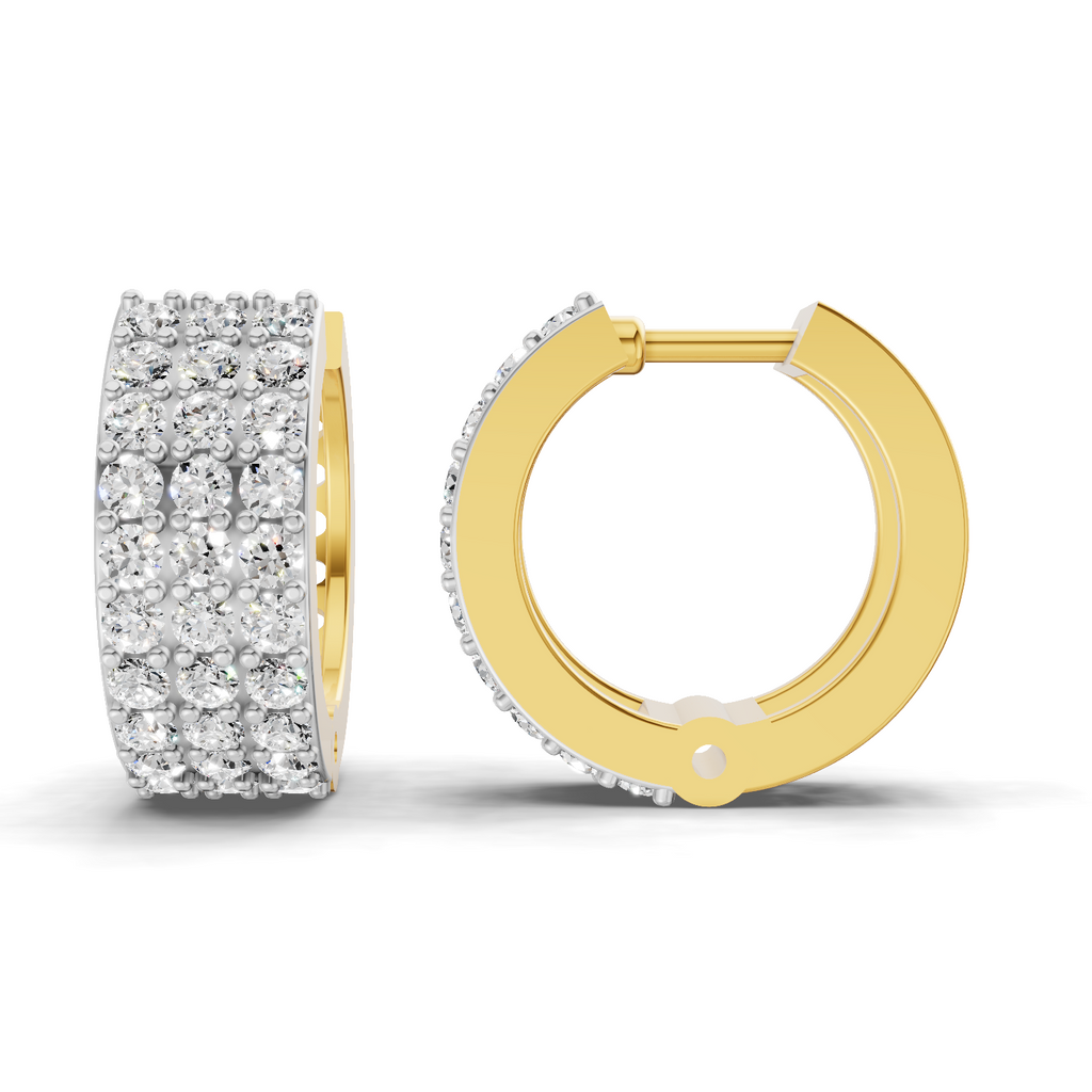 Lab Grown Diamond Earrings 0.72 Carat IGI Certified Round Shape 925 Sterling Silver Gold Plated Pave Huggie Hoop Stud Earrings