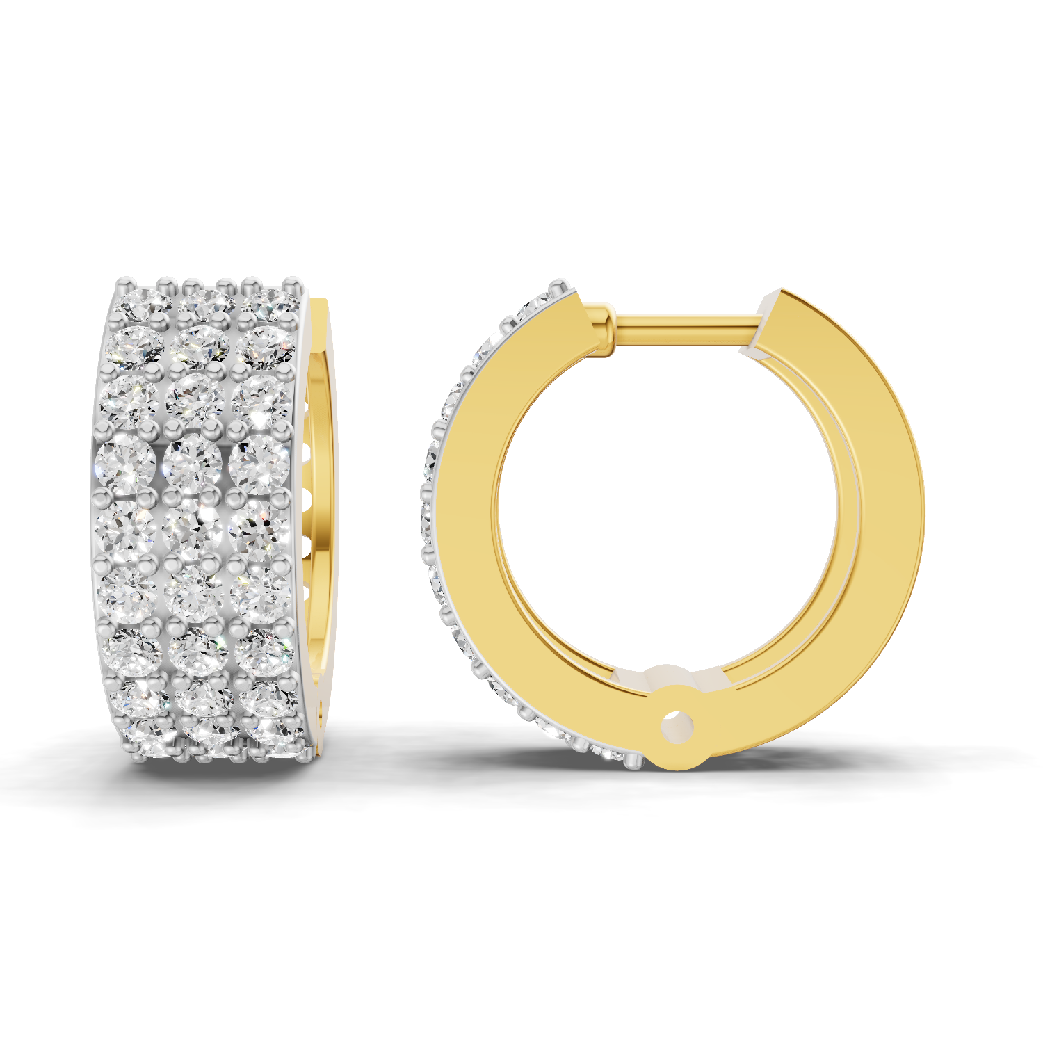 Lab Grown Diamond Earrings 0.72 Carat IGI Certified Round Shape 925 Sterling Silver Gold Plated Pave Huggie Hoop Stud Earrings