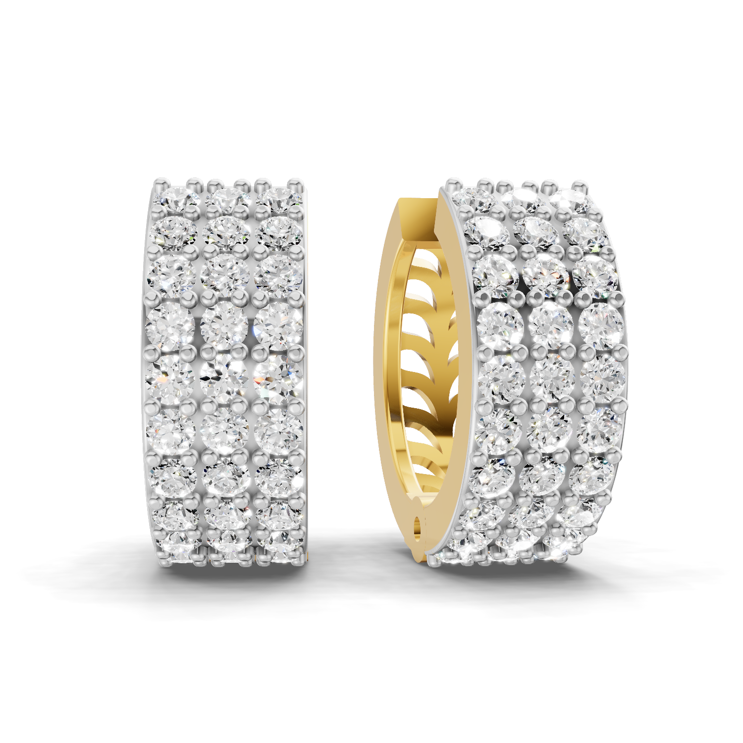 Lab Grown Diamond Earrings 0.72 Carat IGI Certified Round Shape 925 Sterling Silver Gold Plated Pave Huggie Hoop Stud Earrings