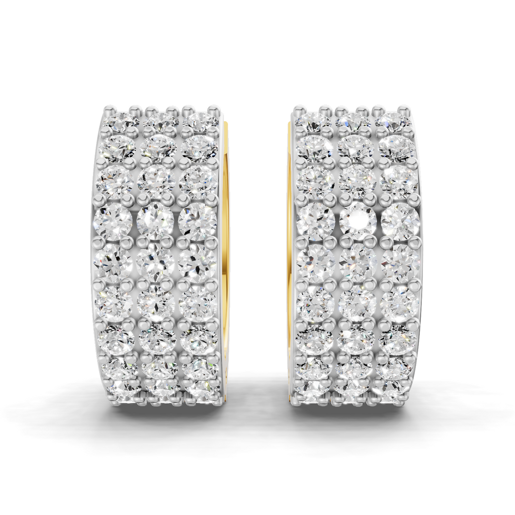 Lab Grown Diamond Earrings 0.72 Carat IGI Certified Round Shape 925 Sterling Silver Gold Plated Pave Huggie Hoop Stud Earrings
