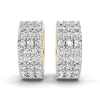 Lab Grown Diamond Earrings 0.72 Carat IGI Certified Round Shape 925 Sterling Silver Gold Plated Pave Huggie Hoop Stud Earrings