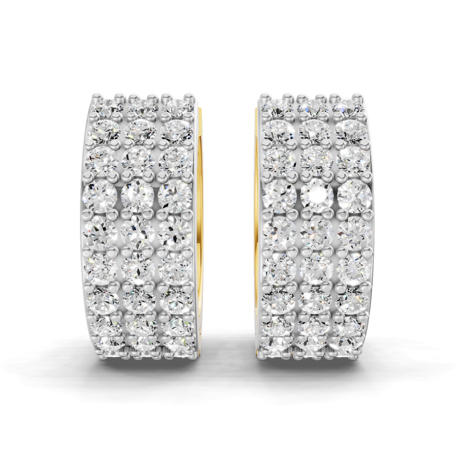 Lab Grown Diamond Earrings 0.72 Carat IGI Certified Round Shape 925 Sterling Silver Gold Plated Pave Huggie Hoop Stud Earrings