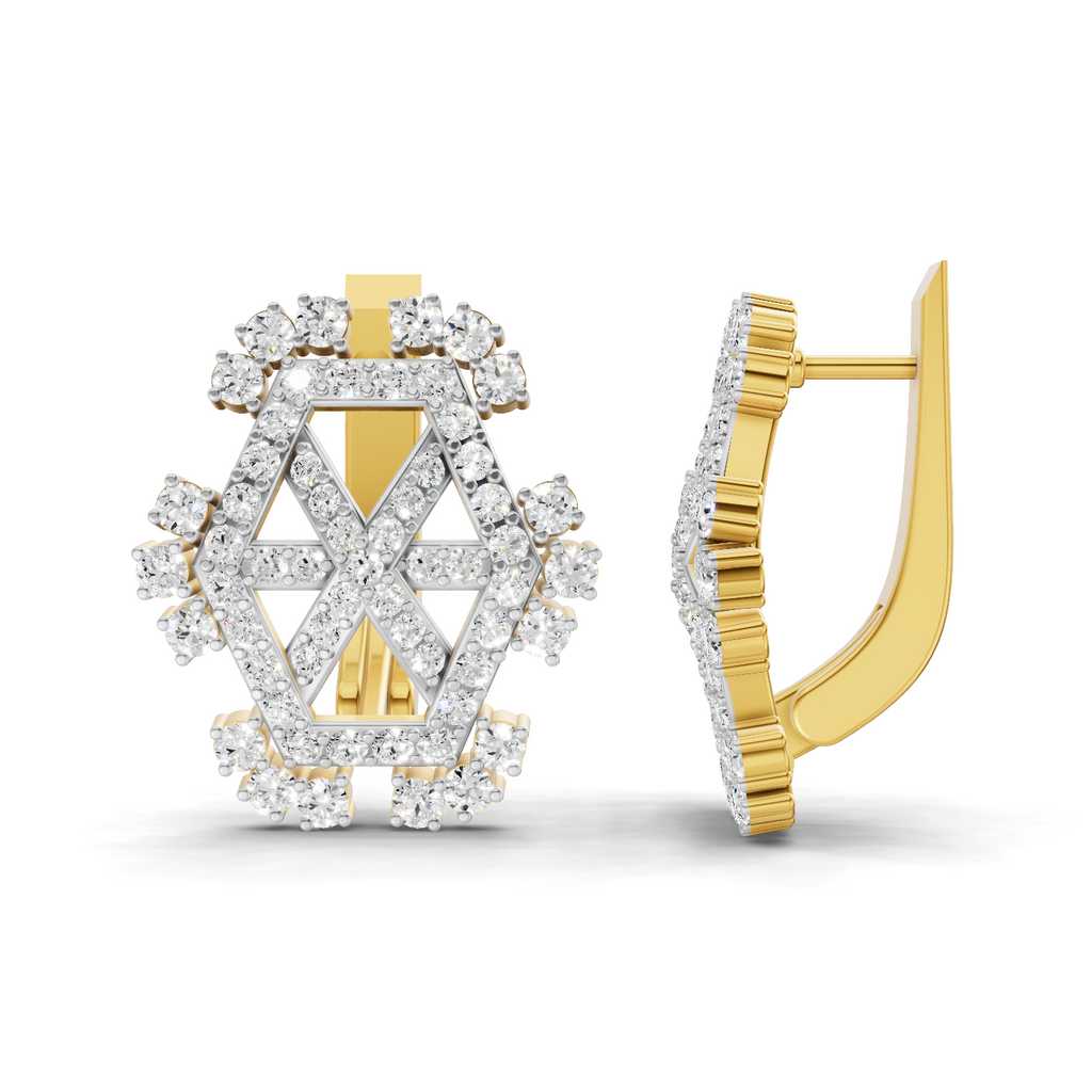 Lab Grown Diamond Earrings 0.72 Carat IGI Certified Round Shape 925 Sterling Silver Gold Plated Dual Tone Spade Stud Earrings