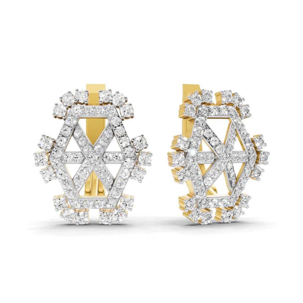 Lab Grown Diamond Earrings 0.72 Carat IGI Certified Round Shape 925 Sterling Silver Gold Plated Dual Tone Spade Stud Earrings