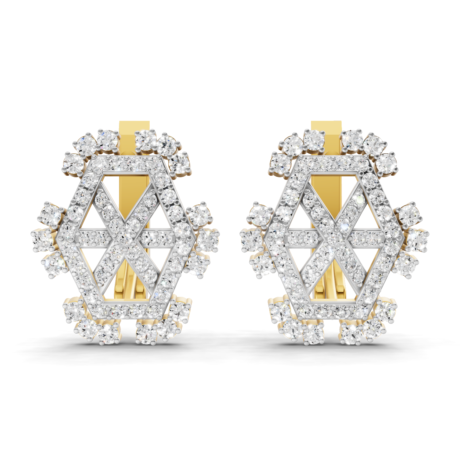 Lab Grown Diamond Earrings 0.72 Carat IGI Certified Round Shape 925 Sterling Silver Gold Plated Dual Tone Spade Stud Earrings