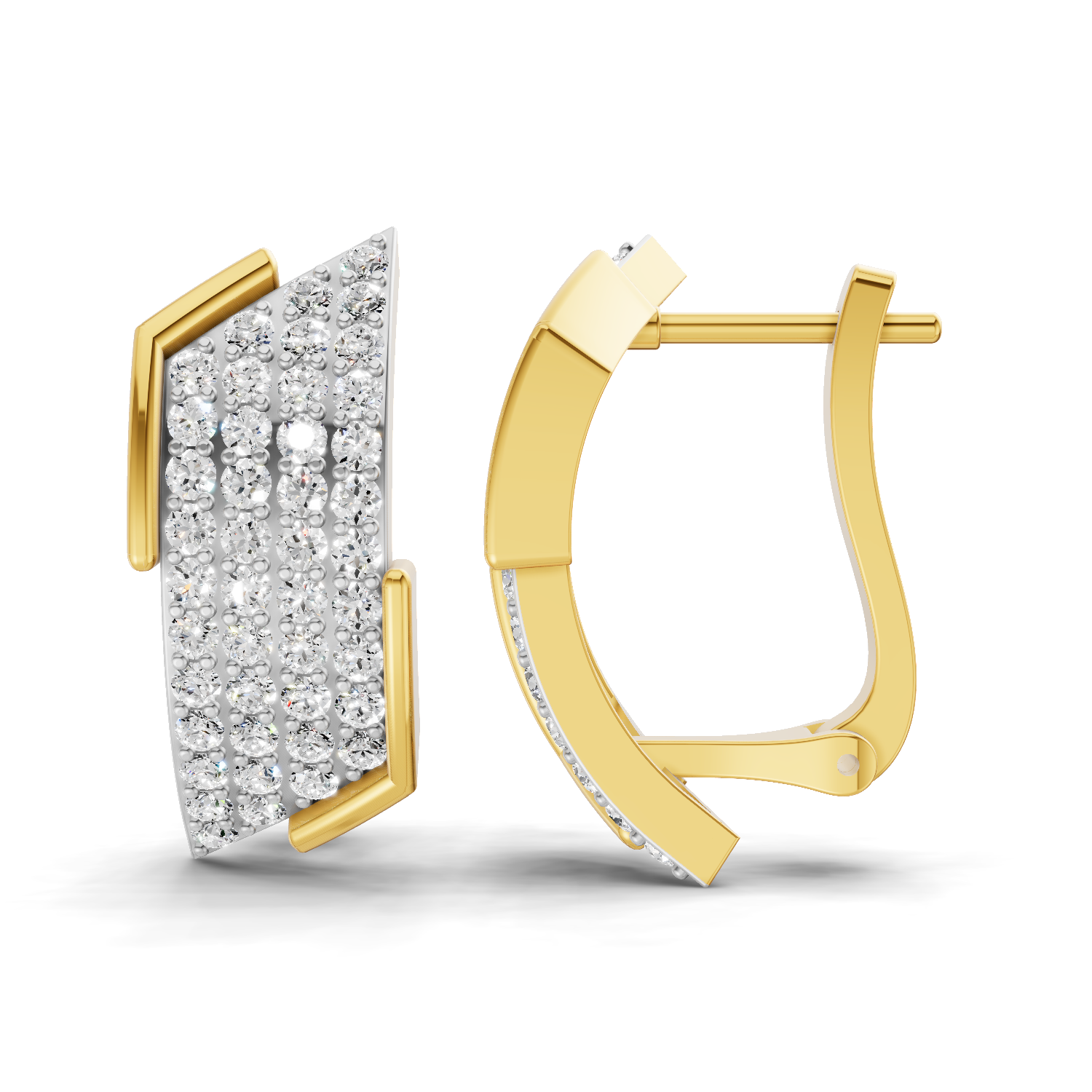 Lab Grown Diamond Earrings 0.62 Carat IGI Certified Round Shape 925 Sterling Silver Gold Plated Pave Huggies Stud Earrings