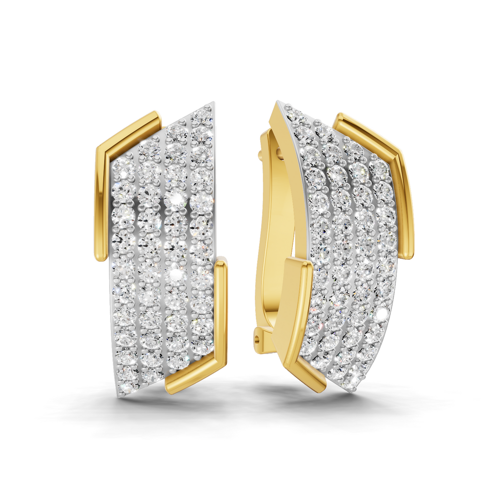 Lab Grown Diamond Earrings 0.62 Carat IGI Certified Round Shape 925 Sterling Silver Gold Plated Pave Huggies Stud Earrings