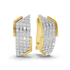 Lab Grown Diamond Earrings 0.62 Carat IGI Certified Round Shape 925 Sterling Silver Gold Plated Pave Huggies Stud Earrings
