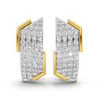 Lab Grown Diamond Earrings 0.62 Carat IGI Certified Round Shape 925 Sterling Silver Gold Plated Pave Huggies Stud Earrings