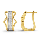 Lab Grown Diamond Earrings 0.62 Carat IGI Certified Round Shape 925 Sterling Silver Gold Plated Wave Elegance Hoop Earrings