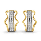 Lab Grown Diamond Earrings 0.62 Carat IGI Certified Round Shape 925 Sterling Silver Gold Plated Wave Elegance Hoop Earrings