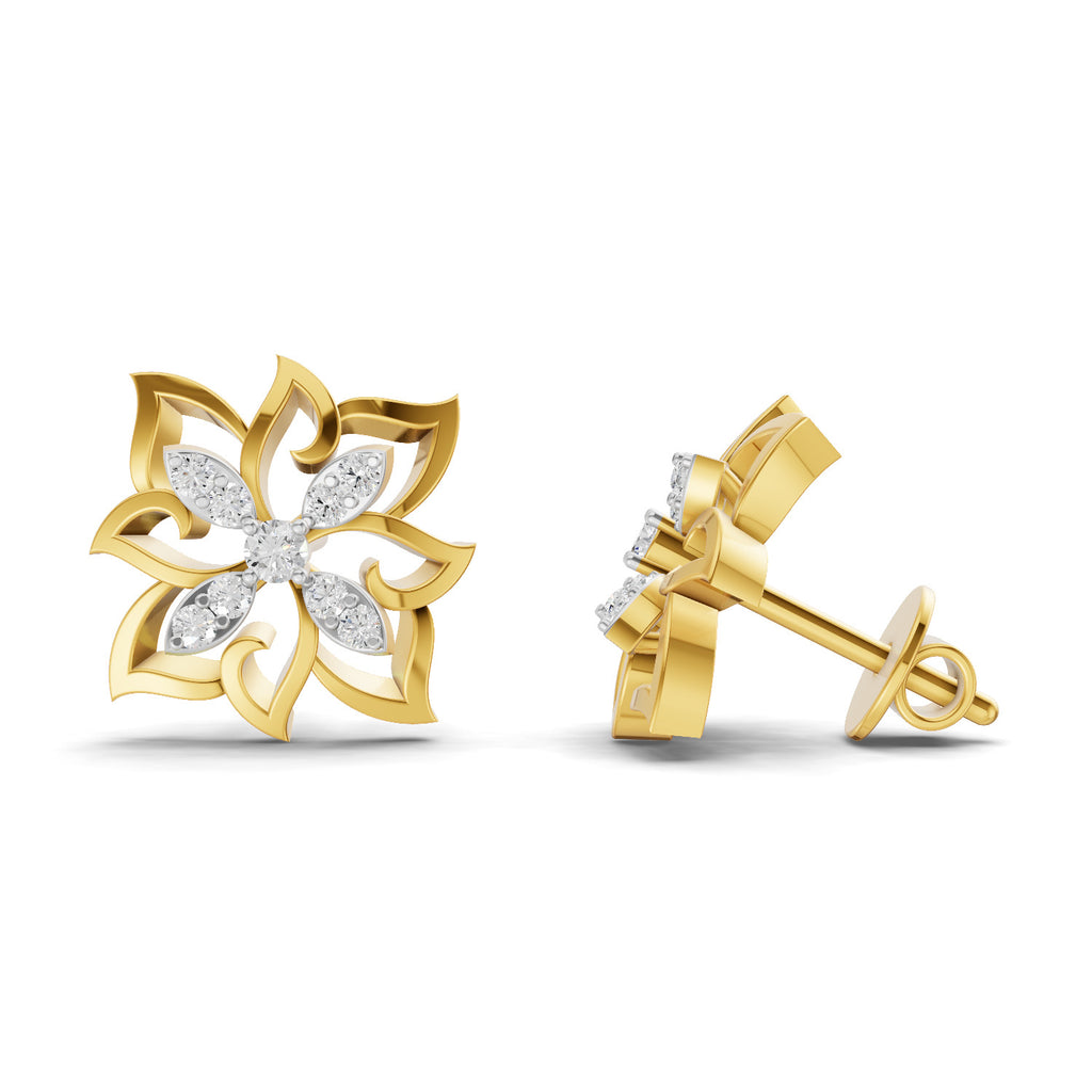 Lab Grown Diamond Earrings 0.20 Carat IGI Certified Round Shape F-G VS | 925 Sterling Silver Gold Plated Fashion Earrings