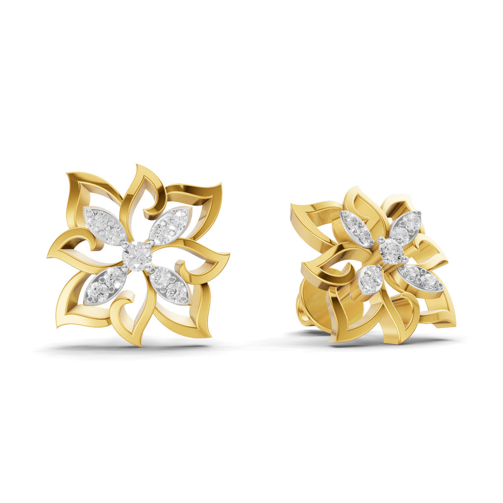 Lab Grown Diamond Earrings 0.20 Carat IGI Certified Round Shape F-G VS | 925 Sterling Silver Gold Plated Fashion Earrings