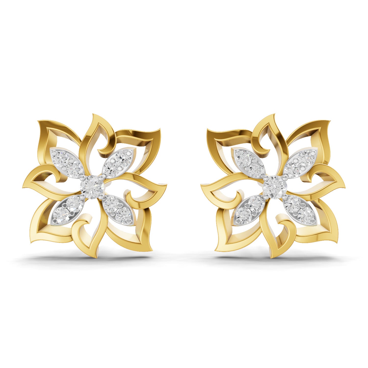 Lab Grown Diamond Earrings 0.20 Carat IGI Certified Round Shape F-G VS | 925 Sterling Silver Gold Plated Fashion Earrings