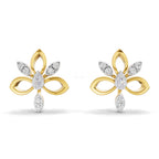 Lab Grown Diamond Earrings 0.32 Carat IGI Certified Round Shape F-G VS | 925 Sterling Silver Gold Plated Modern Floral Earrings