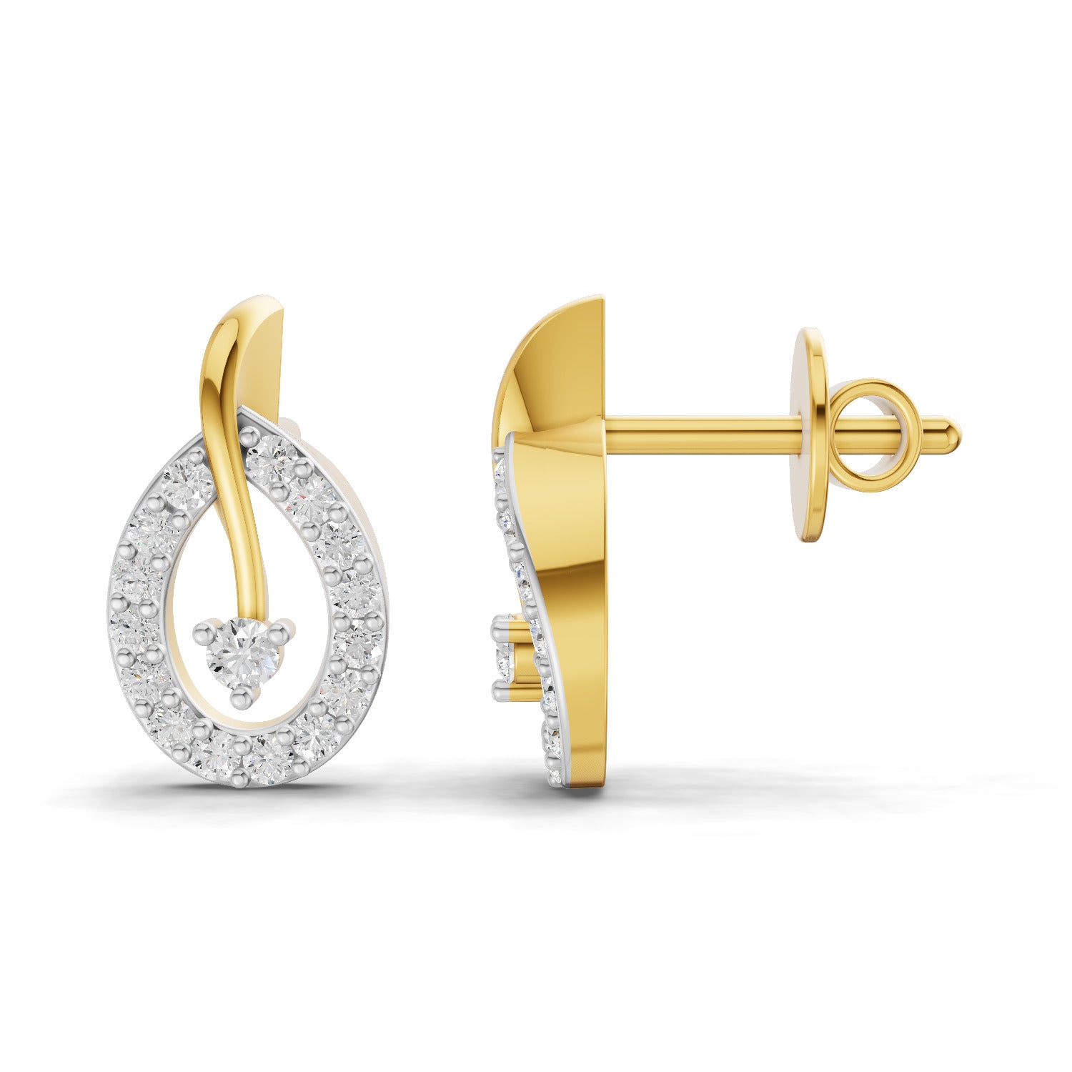 Lab Grown Diamond Earrings 0.28 Carat IGI Certified Round Shape F-G VS | 925 Sterling Silver Gold Plated Fashion Earrings