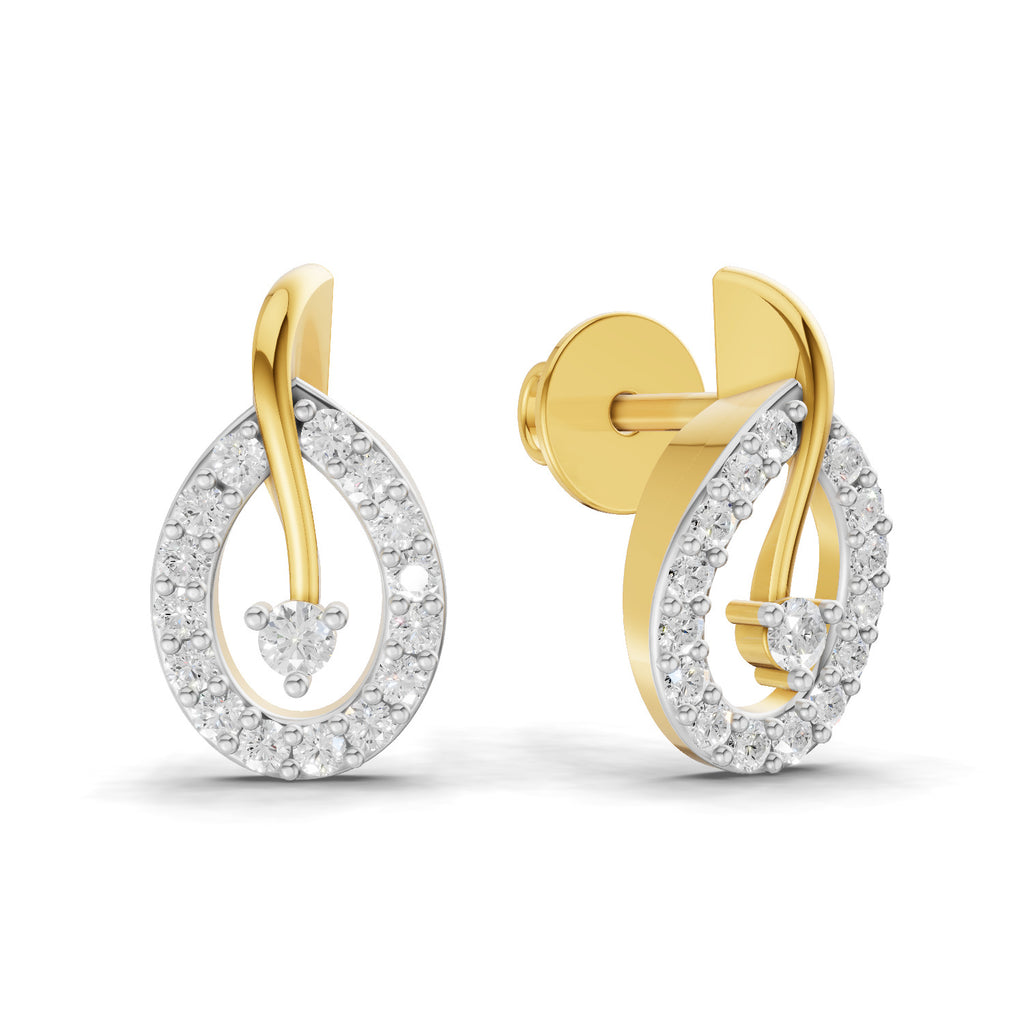 Lab Grown Diamond Earrings 0.28 Carat IGI Certified Round Shape F-G VS | 925 Sterling Silver Gold Plated Fashion Earrings