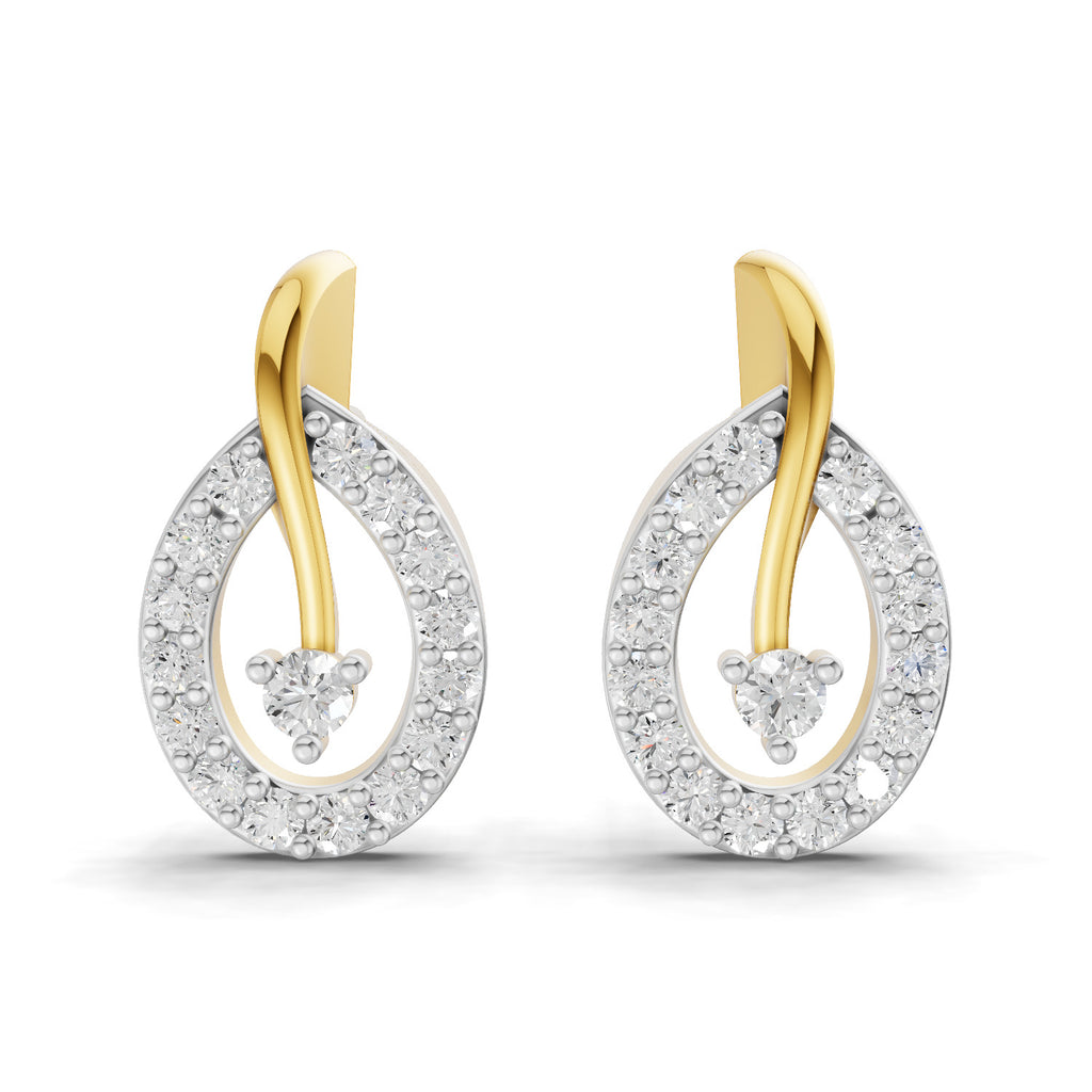 Lab Grown Diamond Earrings 0.28 Carat IGI Certified Round Shape F-G VS | 925 Sterling Silver Gold Plated Fashion Earrings