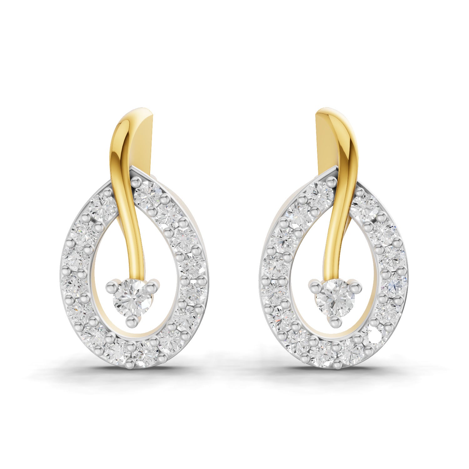 Lab Grown Diamond Earrings 0.28 Carat IGI Certified Round Shape F-G VS | 925 Sterling Silver Gold Plated Fashion Earrings