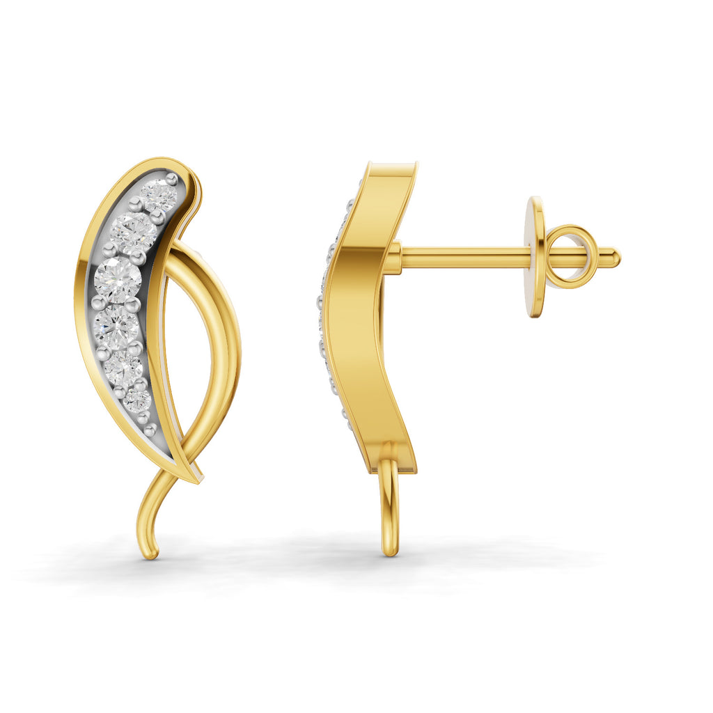 Lab Grown Diamond Earrings 0.29 Carat IGI Certified Round Shape F-G VS | 925 Sterling Silver Gold Plated Fashion Earrings