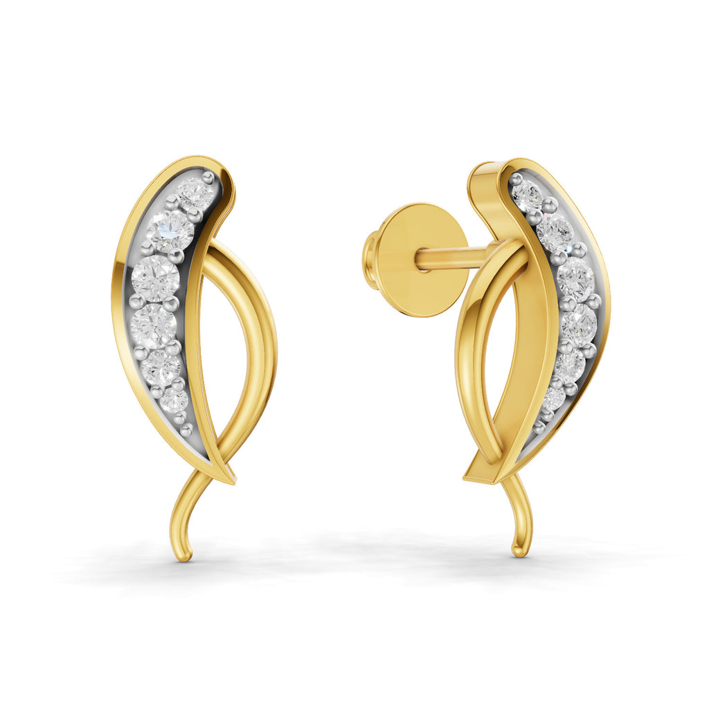 Lab Grown Diamond Earrings 0.29 Carat IGI Certified Round Shape F-G VS | 925 Sterling Silver Gold Plated Fashion Earrings