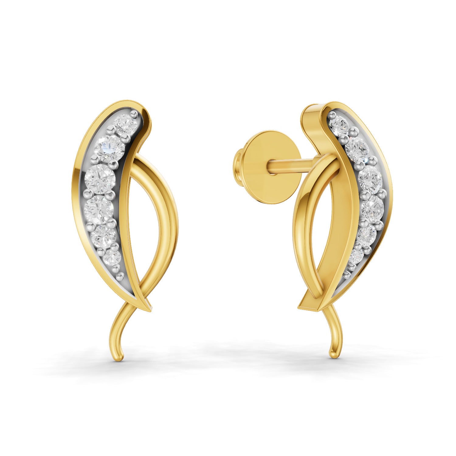 Lab Grown Diamond Earrings 0.29 Carat IGI Certified Round Shape F-G VS | 925 Sterling Silver Gold Plated Fashion Earrings