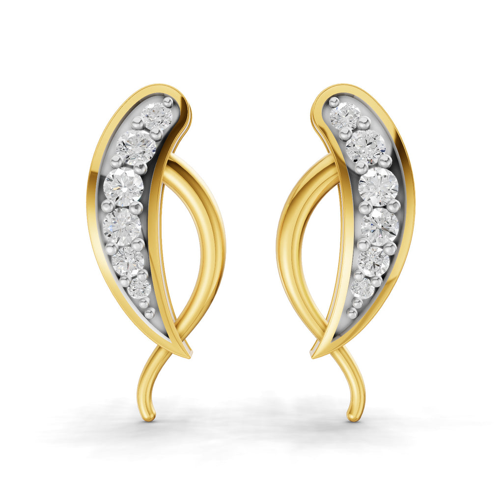 Lab Grown Diamond Earrings 0.29 Carat IGI Certified Round Shape F-G VS | 925 Sterling Silver Gold Plated Fashion Earrings