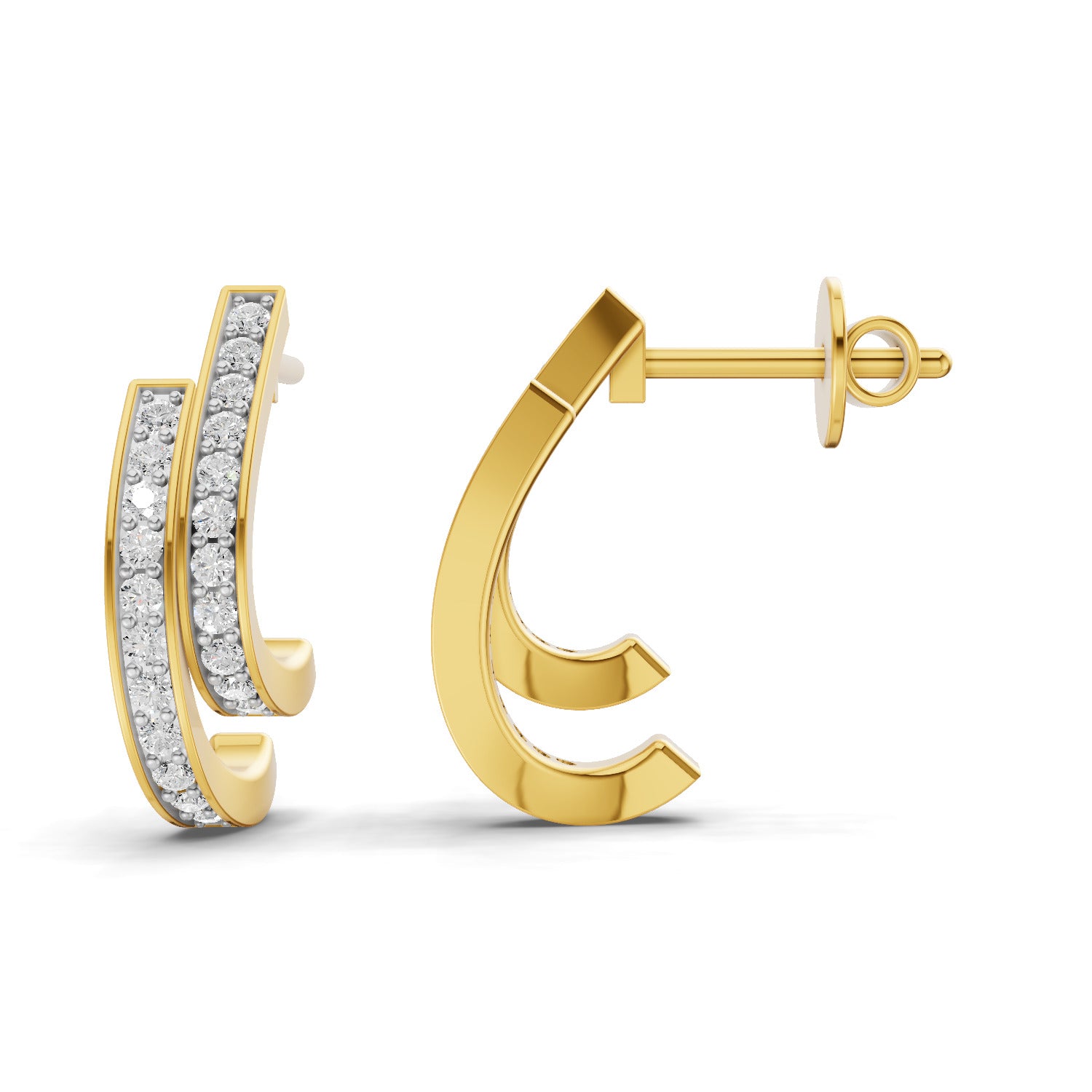 Lab Grown Diamond Earrings 0.43 Carat IGI Certified Round Shape F-G VS | 925 Sterling Silver Gold Plated Fashion Earrings