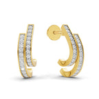 Lab Grown Diamond Earrings 0.43 Carat IGI Certified Round Shape F-G VS | 925 Sterling Silver Gold Plated Fashion Earrings