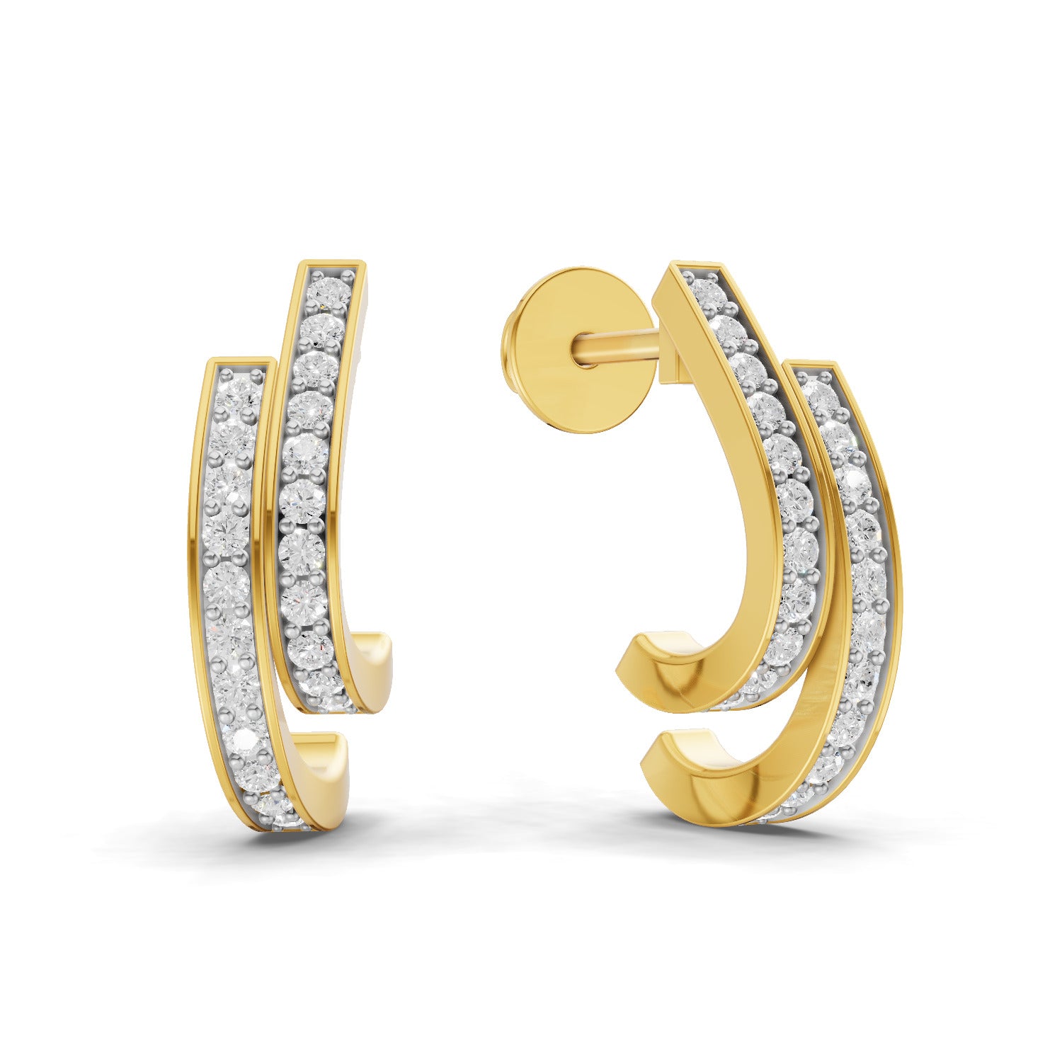 Lab Grown Diamond Earrings 0.43 Carat IGI Certified Round Shape F-G VS | 925 Sterling Silver Gold Plated Fashion Earrings