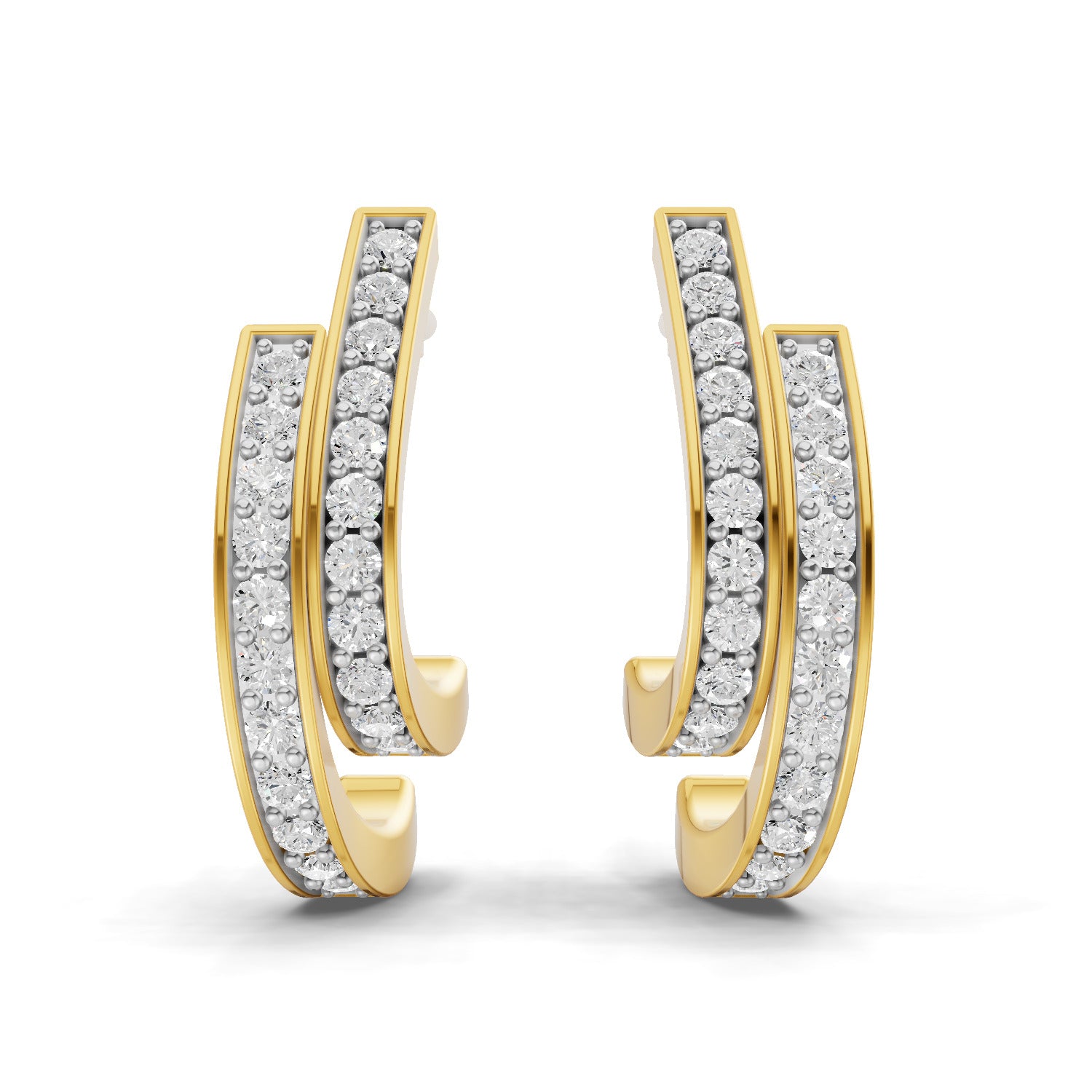 Lab Grown Diamond Earrings 0.43 Carat IGI Certified Round Shape F-G VS | 925 Sterling Silver Gold Plated Fashion Earrings