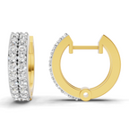 Lab Grown Diamond Earrings 0.56 Carat IGI Certified Round Shape F-G VS Quality| 925 Sterling Silver Gold Plated Diamond?Pave Gold Plated Hoop Earrings