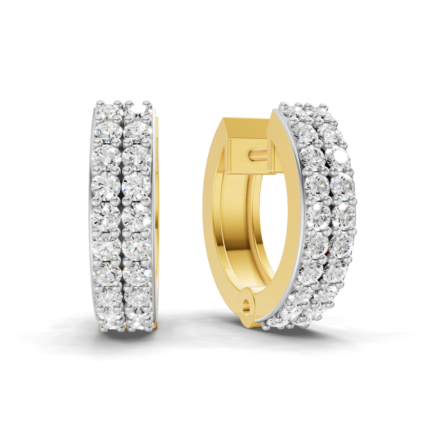 Lab Grown Diamond Earrings 0.56 Carat IGI Certified Round Shape F-G VS Quality| 925 Sterling Silver Gold Plated Diamond?Pave Gold Plated Hoop Earrings