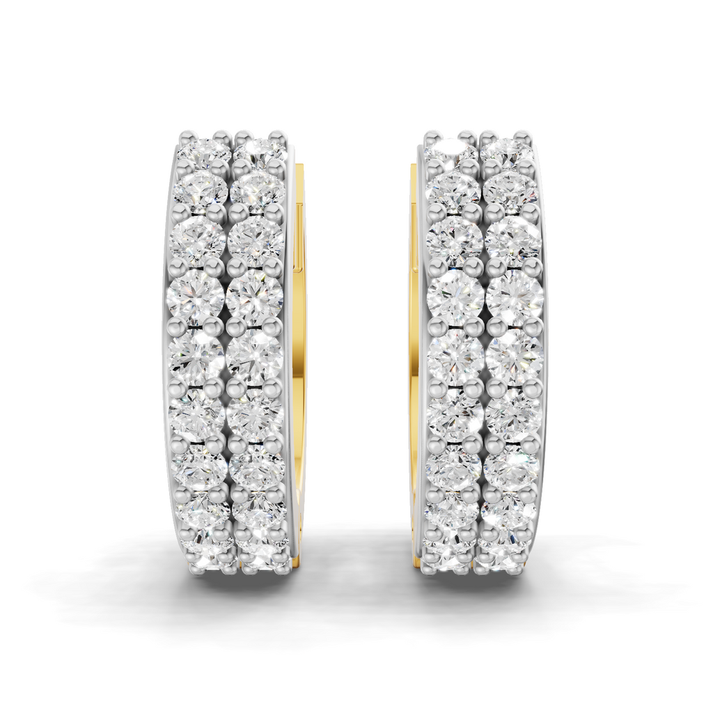 Lab Grown Diamond Earrings 0.56 Carat IGI Certified Round Shape F-G VS Quality| 925 Sterling Silver Gold Plated Diamond?Pave Gold Plated Hoop Earrings