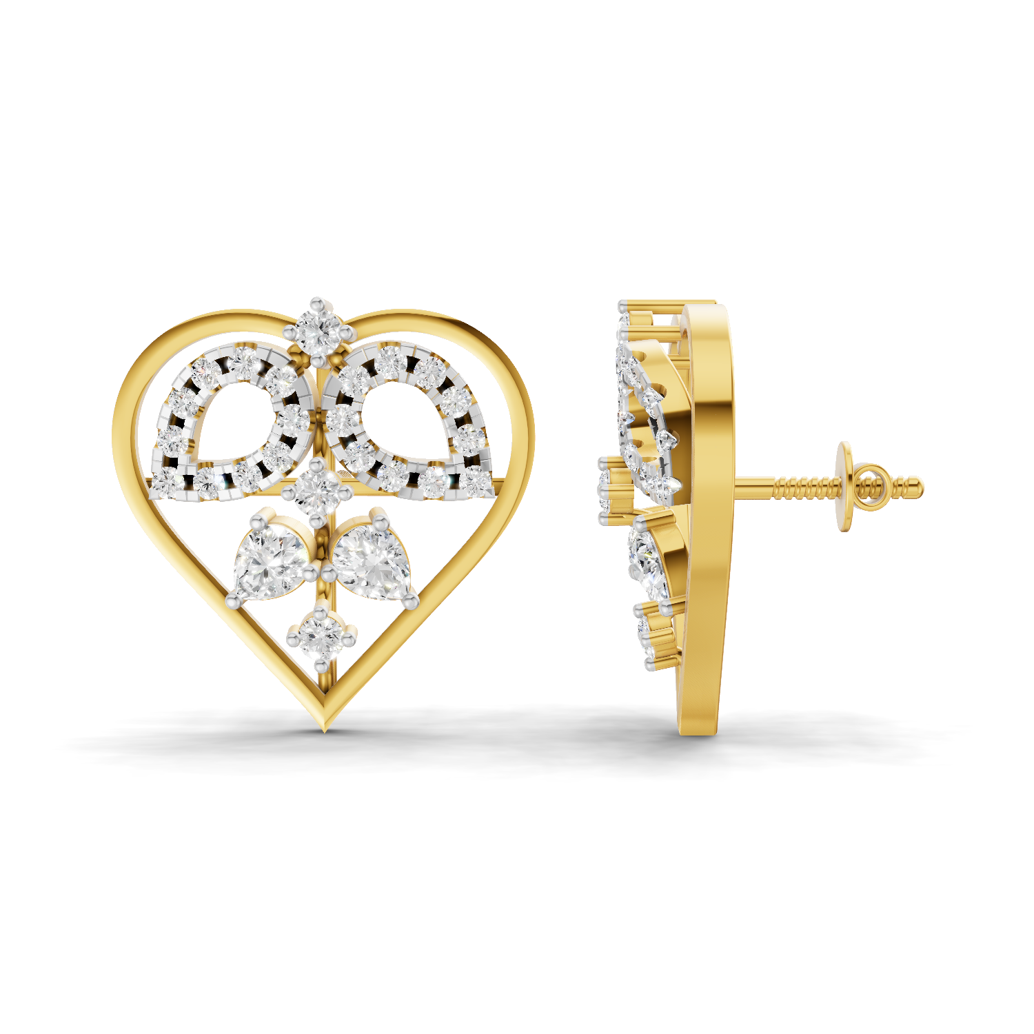 Lab Grown Diamond Earrings 0.69 Carat IGI Certified Round Shape 925 Sterling Silver Gold Plated Heart's Desire Stud Earrings