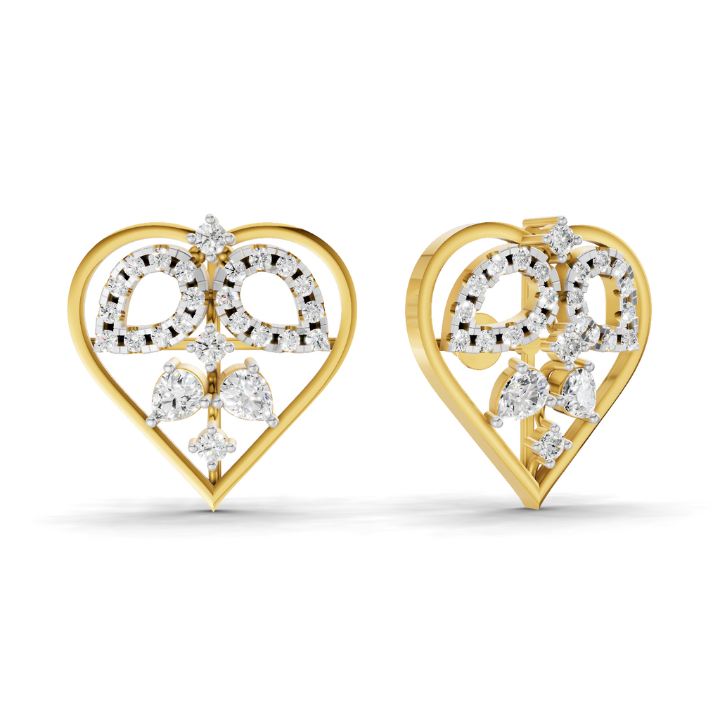 Lab Grown Diamond Earrings 0.69 Carat IGI Certified Round Shape 925 Sterling Silver Gold Plated Heart's Desire Stud Earrings